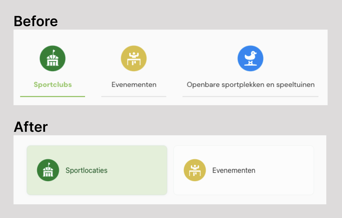 Before and after of the buttons